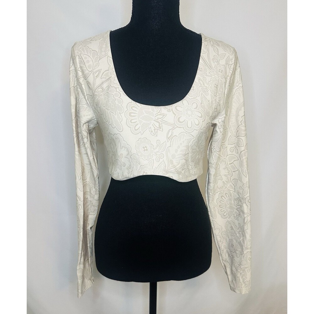 Offline by Aerie Floral Real Me Crop‎ Top Long Sleeve Athletic Women's LARGE